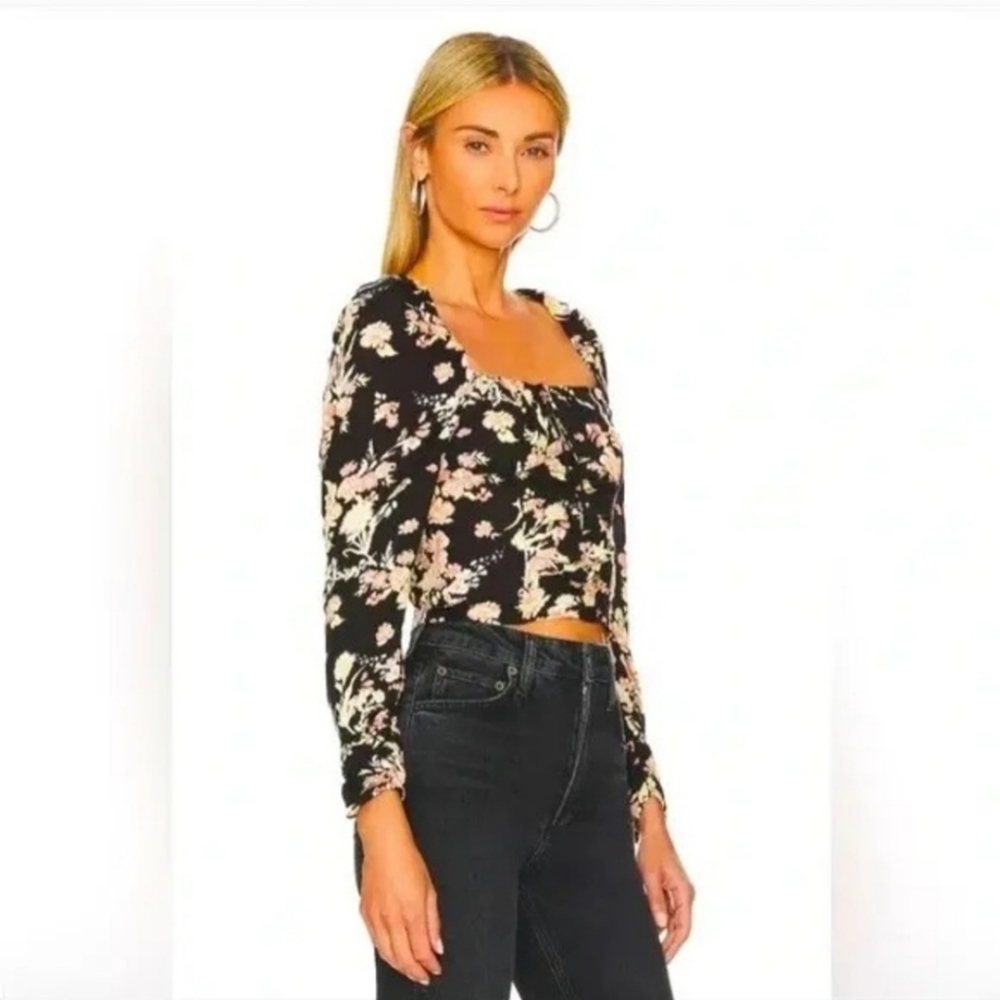 Free People Hilary Printed Floral Top - Black‎ Combo - Size XS - Picture 11 of 11
